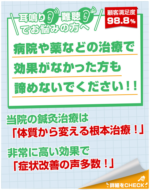 体質から変える根本治療で耳鳴り難聴を改善！